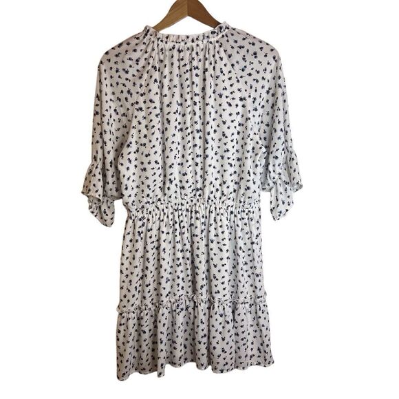 VOY Womens Lined Floral Blue White‎ Dress Size Large Spring Summer Comfy - Picture 3 of 8